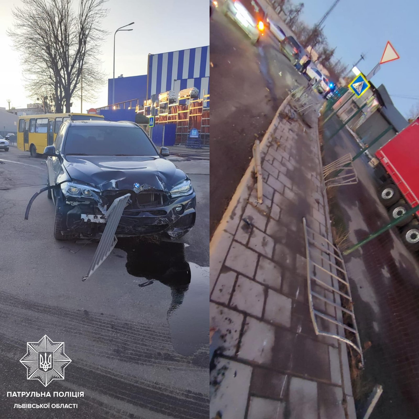 П'яний водій зніс металеву загорожу у Львові