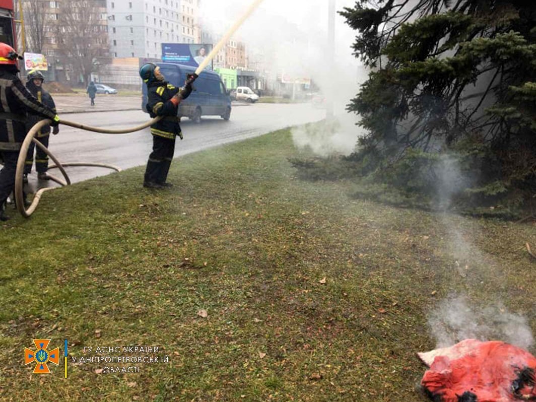 Пенсіонерка підпалила ялинку біля міської ради Кривого Рогу